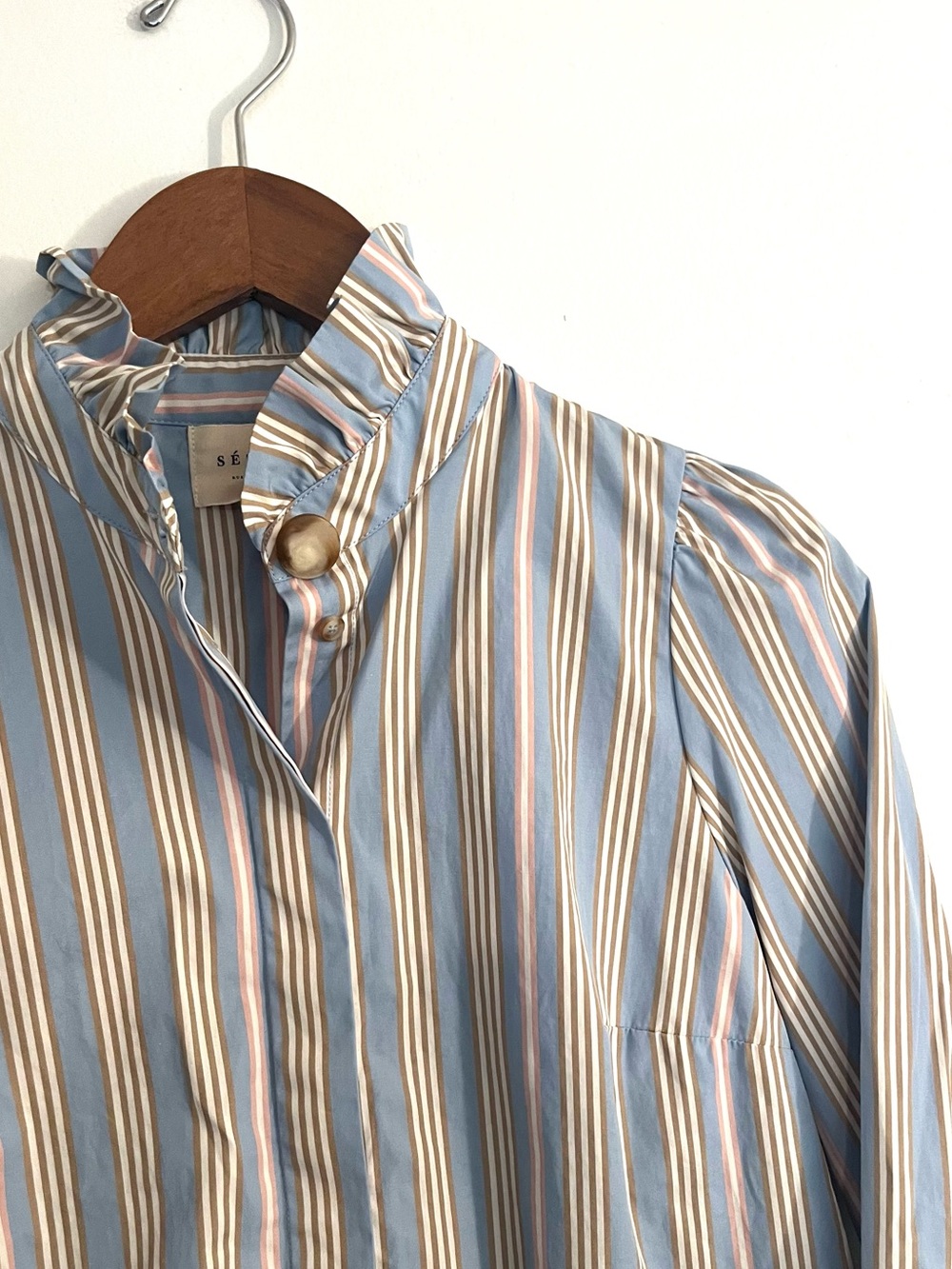 Sezane Ambre Shirt in Pastel Stripes - Picture 7 of 11